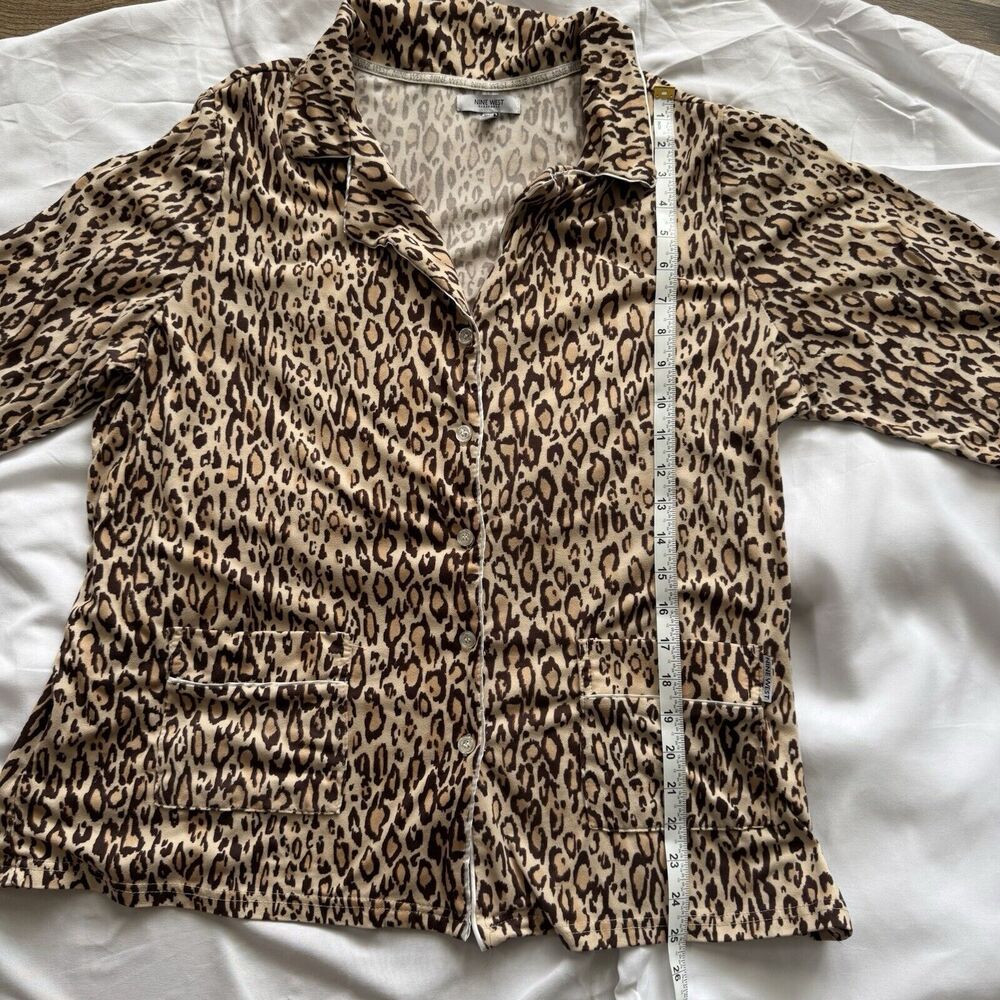NINE WEST Cheetah print Pajamas  long-sleeve top with pants Loungewear - Picture 8 of 16